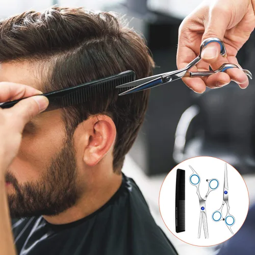 Miniatura 7 de Sirabe Juego de 11 piezas de tijeras de corte y adelgazamiento de cabello, kit profesional de tijeras de corte de cabello Sapphire, tijeras de Azul