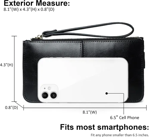 Miniatura 4 de Befen - Bolso clutch de mano de cuero con correa para teléfono celular organizador de tarjetas