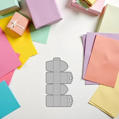 Miniatura 4 de Troqueles de corte de metal plateado, caja de regalo de caramelos, plantillas para hacer cajas de troqueles para manualidades, álbumes de recortes