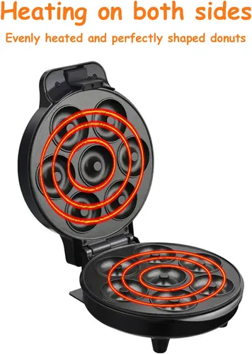 Miniatura 5 de Mini Donut Maker Machine 7 Holes, Small Doughnut Maker, With Temperature Control Double-Sided Heating Non-stick, Suitable for Children's Breakfast