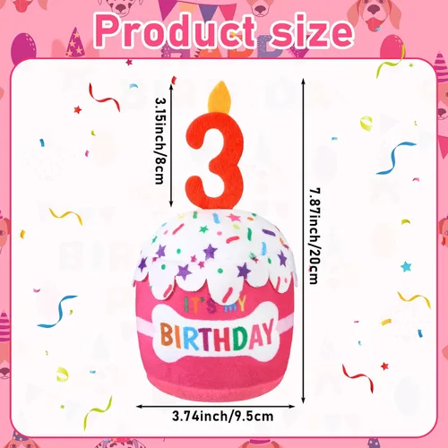 Miniatura 3 de Dansydaisy Accesorios de juguete de pastel de cumpleaños para perros, regalos para niñas y niños, juguete de peluche chirriante para decoración