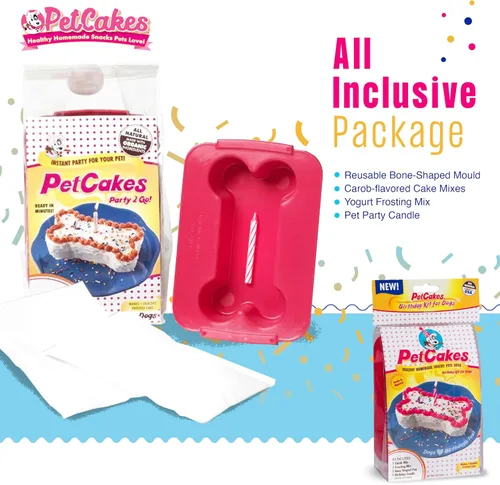 Miniatura 4 de Kit de Pastel de Cumpleaños para Perros PetCakes - Golosinas Completamente Naturales - De Cachorros a Perros Grandes, Sabor a Algarrobo - 5.5 Oz