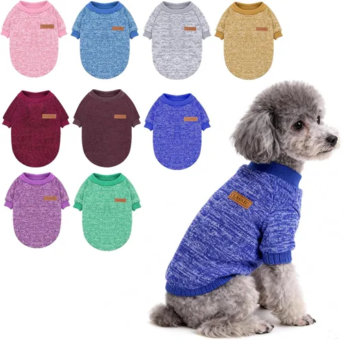 Miniatura 12 de Idepet Suéter clásico para perro, abrigo de vellón para perros pequeños, medianos, ropa cálida para perros y gatos, disfraces suaves para cachorros