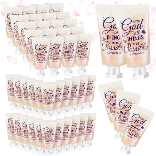 Paquete de 50 Lociones Cristianas para Manos a Granel Regalos para Mujeres Rellenos de Calcetines de Navidad Regalos Bíblicos Mini Loción de Manos