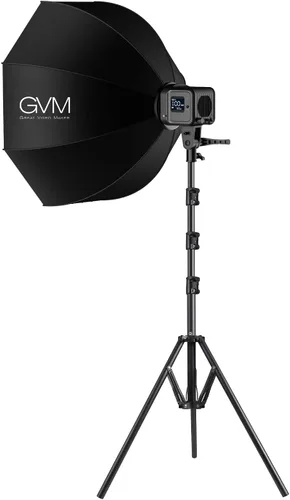 GVM SD80S - Kit de luz de video COB de 80 W, iluminación continua de 5600 K para fotografía con montaje Bowens Softbox y soporte, 8 efectos de kit