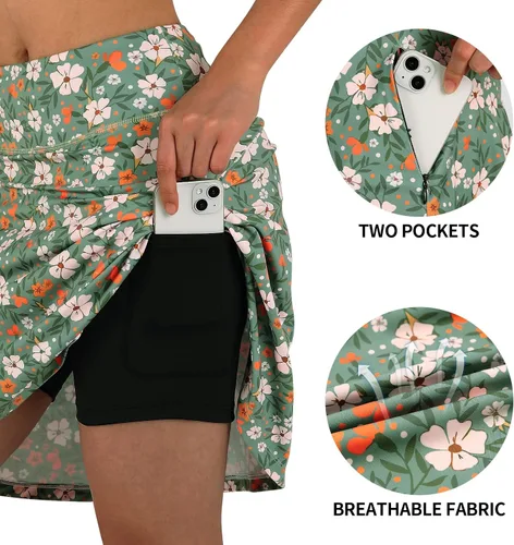 Miniatura 26 de ANIVIVO Faldas pantalón para mujer de 20 pulgadas de longitud a la rodilla, faldas deportivas de pickleball para tenis, golf y pickleball