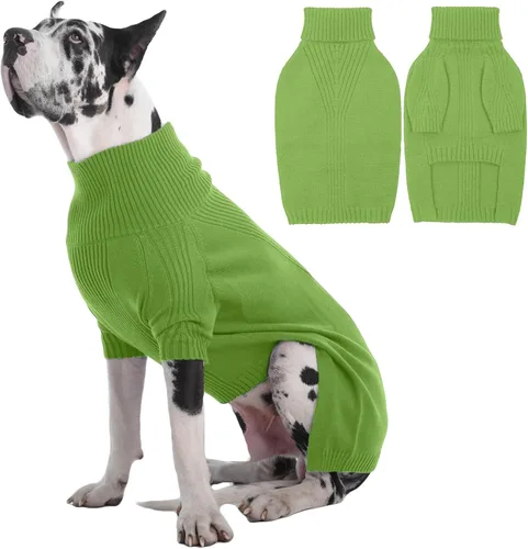 Miniatura 86 de IECOii Suéter extragrande para perro, suéteres térmicos cálidos para perros de raza gigante, ropa de punto, cuello alto de invierno, elástica