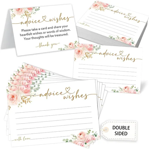 Miniatura 8 de Caja de tarjetas de consejos y deseos, 50 tarjetas de consejos de cumpleaños, boda, baby shower, caja de buenos deseos para fiesta de cumpleaños