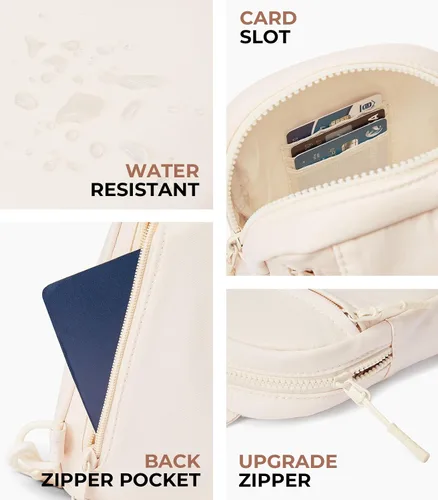 Miniatura 6 de CHOLISS Negro + Beige Bolso bandolera pequeño para mujeres y hombres, bolsos cruzados de moda con correa extendida, bolso ligero para el pecho