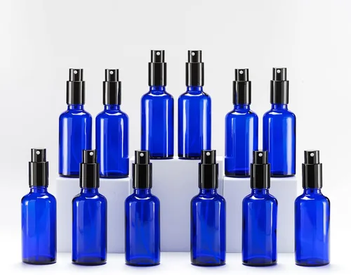 Miniatura 21 de YIZHAO Botellas de vidrio ámbar de 1 oz, con pequeño aerosol de niebla fina, tapa de metal, recargable para aceite esencial, viajes, limpieza