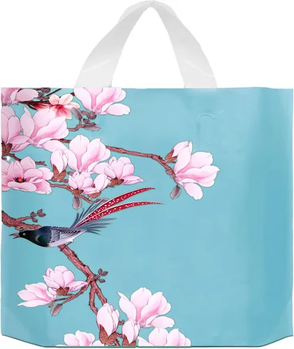 Miniatura 19 de 50 bolsas de plástico de 9.8 x 11.8 pulgadas, bolsas de compras al por menor, bolsas de boutique con asas, hermoso día (más patrones disponibles)