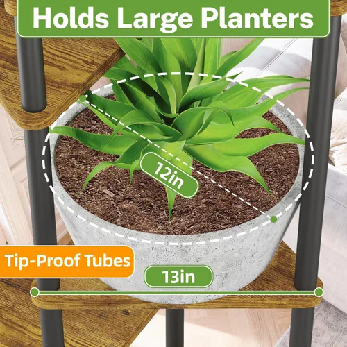Miniatura 6 de iDavosic.ly Soporte alto para plantas con luces de cultivo para macetas grandes y resistentes, estante de flores de esquina interior de 4 niveles