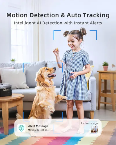 Miniatura 8 de Cámara de seguridad interior de 4MP 360° Pan Tilt 5G/2.4G WiFi 6, cámara enchufable para mascotas con altavoz para monitor de bebé de perro/gato