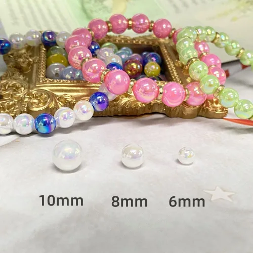 Miniatura 3 de 400 piezas cuentas de perla de 8mm AB cuentas de plástico brillantes y coloridas cuentas espaciadoras sueltas para hacer joyas, aretes, pulseras