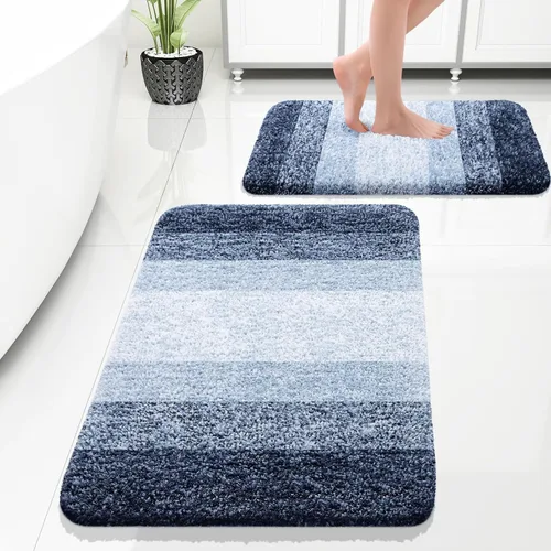 Miniatura 114 de OLANLY Juego de 2 alfombras de baño de microfibra suave y absorbente, antideslizantes, se pueden lavar y secar a máquina, alfombras de baño peludas