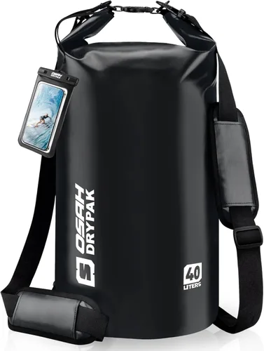 Miniatura 22 de Bolsa seca impermeable, 5L/10L/20L/30L/40L Mochila de almacenamiento ligera con funda para teléfono para mujeres y hombres, saco impermeable Gris