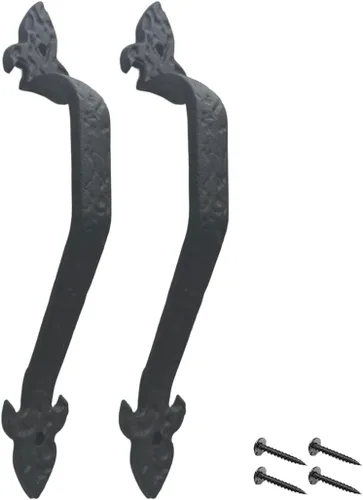 Miniatura 39 de Paquete de 2 manijas de barra recta de 8 pulgadas para puerta de granero, tiradores de hierro fundido negro para puertas correderas, puertas