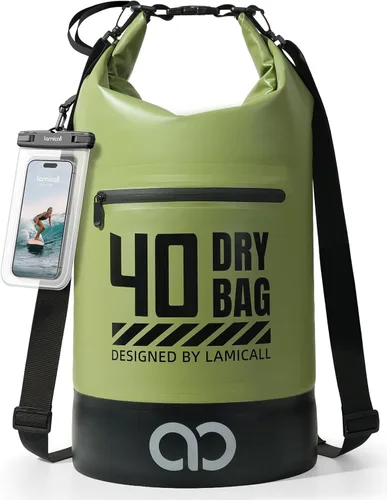 Lamicall Dry Bag - Mochila Impermeable - [Duradera y Flotante] 5L/10L/20L/30L/40L Bolsa Grande a Prueba de Agua con Funda Impermeable para Teléfono