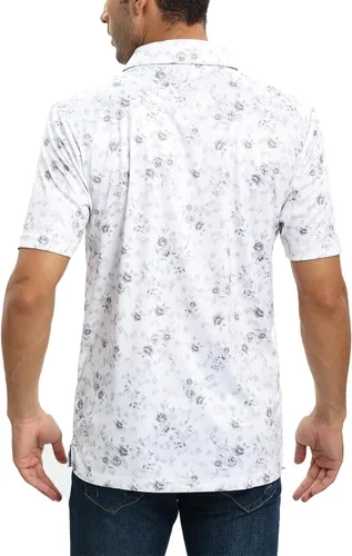 Miniatura 3 de Camisas de golf para hombre - Polo de manga corta con estampado de rendimiento que absorbe la humedad