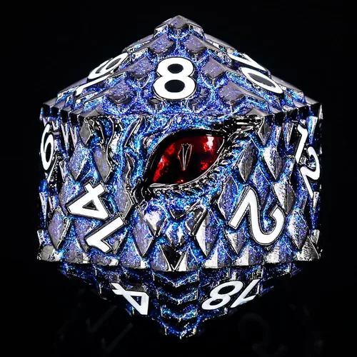Miniatura 18 de 1 dado de metal D20 DND – Dados poliédricos gigantes metálicos de 20 caras, dados grandes de 1.378 in de ojo de dragón para juego de mesa