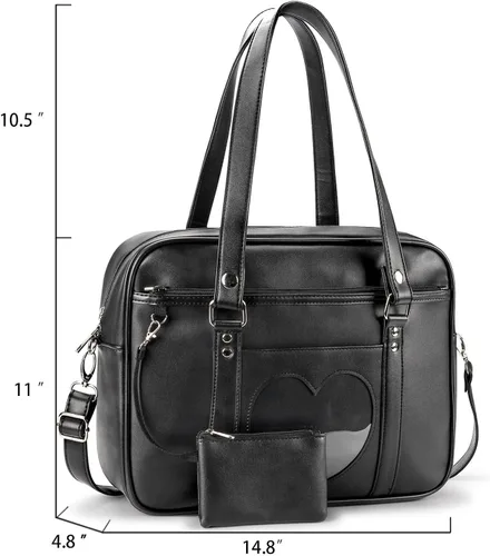 Miniatura 4 de STEAMEDBUN Kawaii Ita - Bolsa escolar japonesa, bonita bolsa de mano con hombro grande, diseño de corazón animé