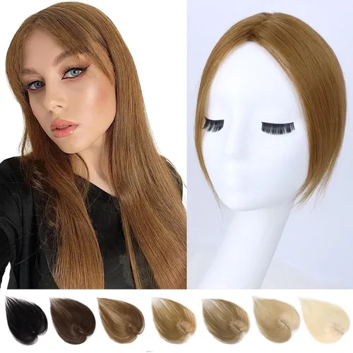 Miniatura 13 de G&T - Flequillo con clip para el cabello humano, flequillo delgado con fleco de diamantes de imitación, extensiones de cabello para mujer, flequillo