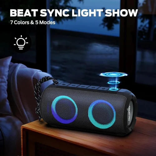 Miniatura 6 de BUGANI Altavoces Bluetooth Luster, altavoz estéreo inalámbrico portátil con luces coloridas, sonido fuerte, Bluetooth 5.3, tiempo de reproducción