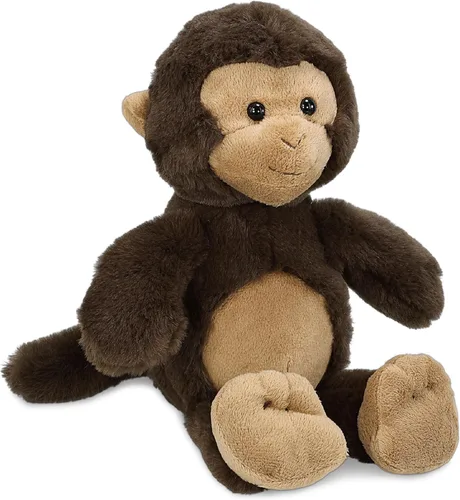 DolliBu Peluche de mono – Animal de peluche súper suave, lindo peluche marrón de vida silvestre, adorable juguete de peluche esponjoso para niños y