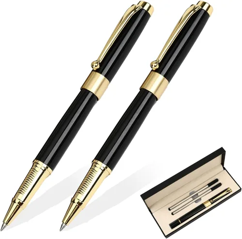 Miniatura 15 de YIVONKA - Bolígrafo de bola recarga negra, lujoso bolígrafo de línea de 0.5mm, el mejor set de regalo de bolígrafo para hombres y mujeres Dorado
