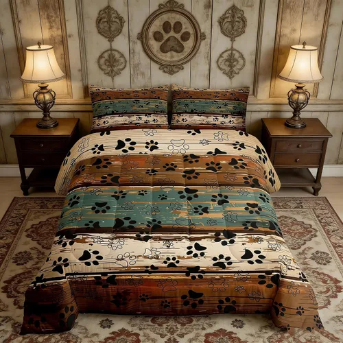 Miniatura 33 de Juego de edredón rústico de oso tamaño completo, juego de ropa de cama de caza de animales salvajes de 3 piezas, edredón de plumón vintage de cabaña