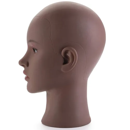Miniatura 3 de Hedume Cabeza de maniquí afroamericano con abrazadera, cabeza de maniquí calva, cabeza de maniquí para pelucas, sombrero, exhibición de gafas