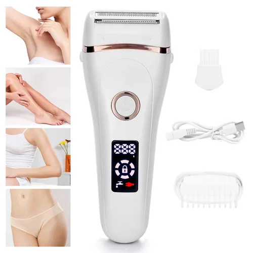 Miniatura 4 de Maquinilla de afeitar eléctrica para mujer, depilación 2 en 1, en húmedo y seco, sin dolor, recargable para piernas, axilas y recortadora Verde