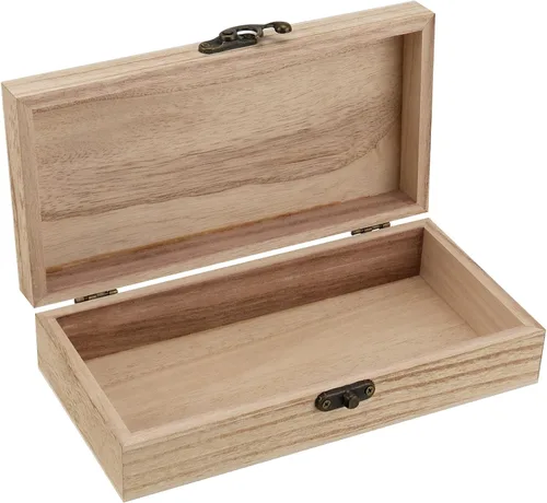 Miniatura 4 de FUNSUEI 10 cajas de madera de 7.9 x 3.9 x 2 pulgadas, caja de madera sin terminar, cajas de madera para manualidades, cajas de madera con tapa