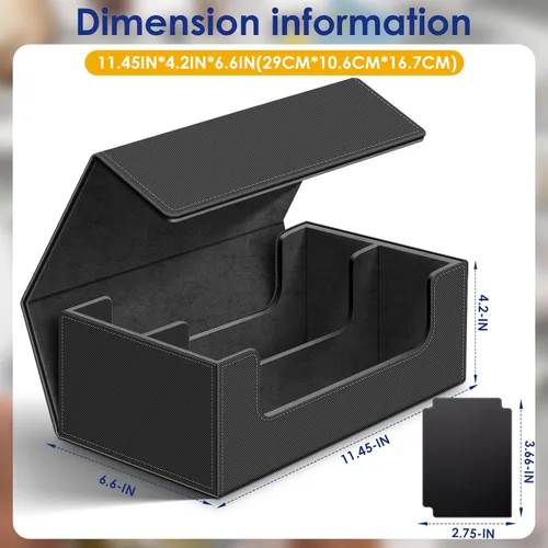Miniatura 2 de Homthy Caja de almacenamiento de cubierta de 1200+ cartas para cartas de intercambio, caja de almacenamiento de cartas de cuero Commander con 1200+