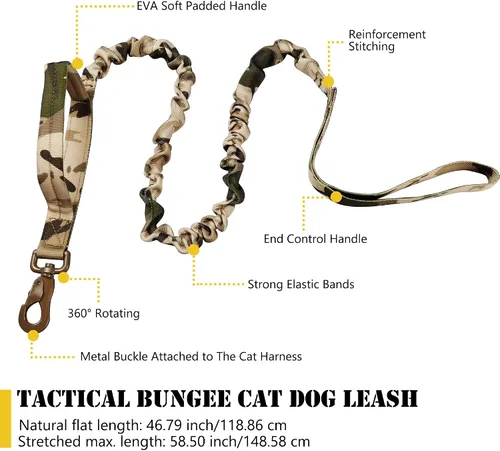 Miniatura 3 de Arnés táctico para gatos y correa para caminar, a prueba de escape, ajustable militar K9, chaleco para mascotas, arnés de fácil control para gatos
