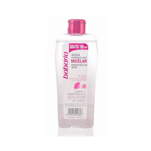 Babaria Desmaquillante Rosa Mosqueta Limpia y Suaviza Agua, Cara, Ojos y Labios, Piel Sensible, 100% Vegano, Desmaquillante Rosa Mosqueta (Paquete