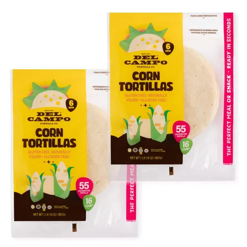 Miniatura 9 de Del Campo Tortillas de maíz suaves, Bolsa redonda de 6 in, 1 lb lb. Auténtica comida mexicana de maíz 100 % natural, sin gluten Opciones