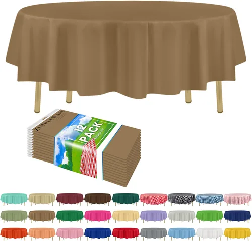 Miniatura 71 de Zimpleware - Mantel redondo de plástico para fiestas de 213 cm (84 pulgadas) de diámetro (paquete de 1, 6 y 12 unidades)