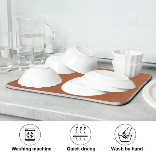 Miniatura 7 de Tapete de secado de platos grande de terracota Xl para platos, accesorios de cocina, mostrador de microfibra, escurridor de platos, resistente al
