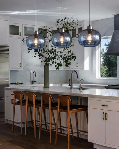 Miniatura 9 de Casamotion - Lámpara de techo colgante de cristal soplado a mano para isla de cocina, casa rural, comedor, zona de bar, fregadero, color mármol