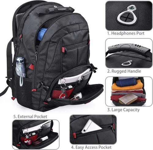 Miniatura 9 de NUBILY Mochila para laptop de 17 pulgadas, impermeable, extra grande, con aprobación TSA, antirrobo, para viajes, negocios universitarios, mochilas
