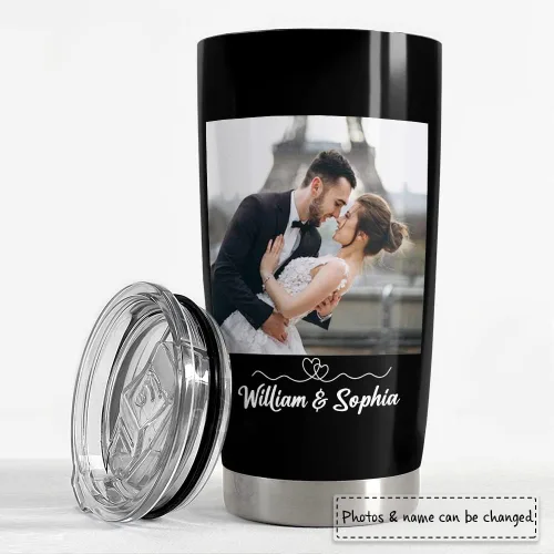 Miniatura 2 de SANDJEST - Vaso personalizado con foto para pareja con mensaje, vasos de 20 y 30 onzas, de acero inoxidable, aislado, para viajes, regalo de Foto 1