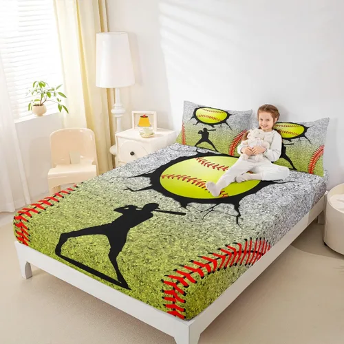 Miniatura 27 de Erosebridal Graffiti Rugby Ball Sheets for Boys Girls Colorful Rugby Helmet Fitted Sheet,Sports Kids Bedding Sets Football Game Bed Sets Twin 2 Piece