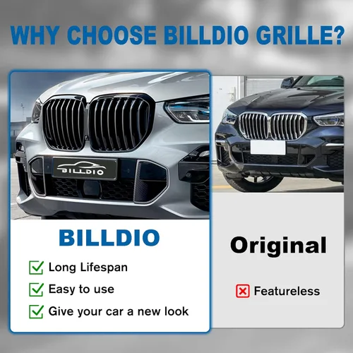 Miniatura 5 de Parrilla Frontal de Listones Individuales Compatible con X5 G05 2019 2020 2021 2022 2023 (Parrilla de Riñón Negra Brillante)