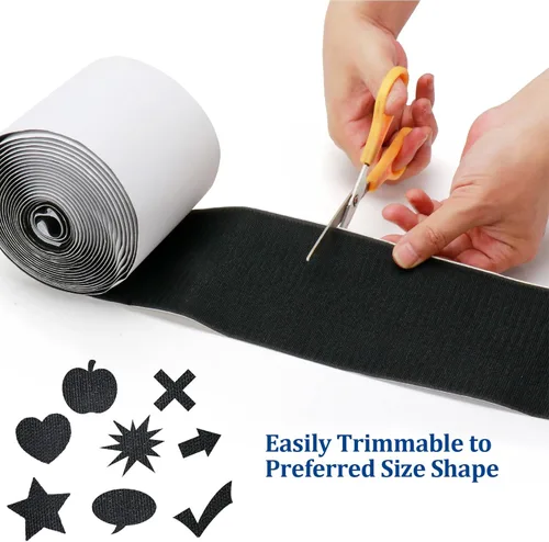 Miniatura 4 de Tiras adhesivas de cinta de velcro resistentes de 4.4 pulgadas x 15 pies, cierre reutilizable para el hogar, la oficina y las manualidades (negro)