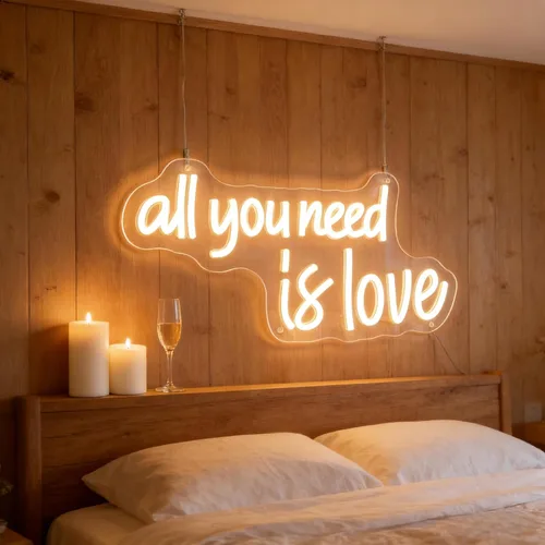 Miniatura 8 de Letrero de neón con texto en inglés «All You Need Is Love» de neón para boda, alimentado por USB, tres luces ajustables «All You Need Is Love»