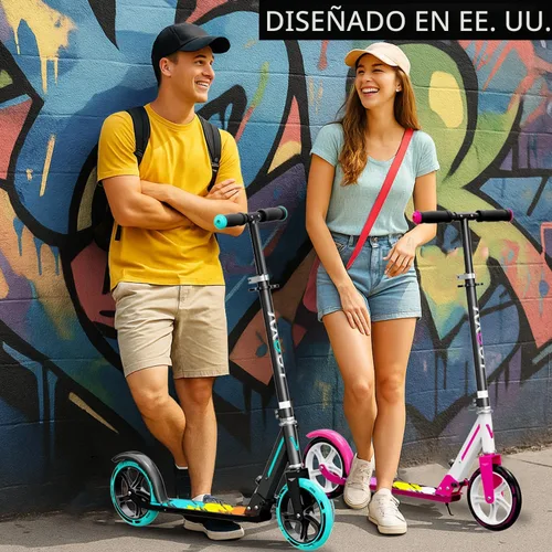 Miniatura 7 de Scooter para niños de 6 a 12 años y adultos Altura ajustable, plegable, marco de aluminio ligero Soporta hasta 220 libras Paseo suave