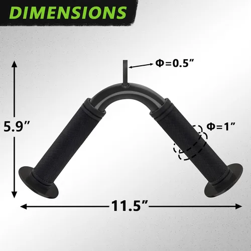 Miniatura 3 de Barra de prensa de tríceps, accesorio de cable de barra en V, acero resistente con agarre de goma antideslizante (negro)