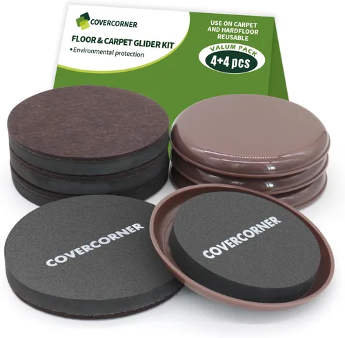 Miniatura 11 de Deslizadores de muebles para pisos de madera dura, deslizadores de muebles para pisos alfombrados, paquete combinado de 8 piezas de 3 1/2 pulgadas