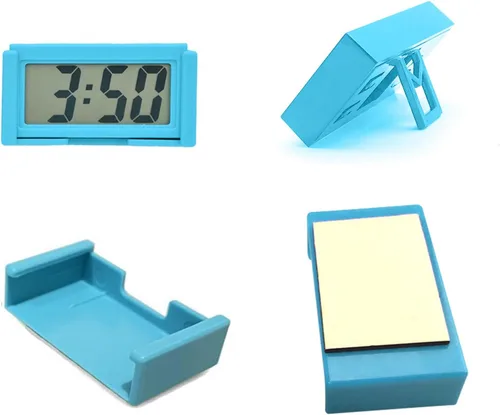 Miniatura 5 de Shudyear Reloj digital pequeño, con pantalla LCD gigante de hora y día, mini reloj digital pequeño para automóvil, funciona con pilas, para mesita